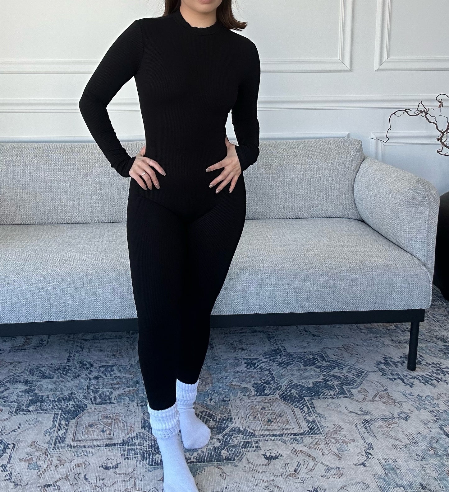 High neckline Jumpsuit- Black