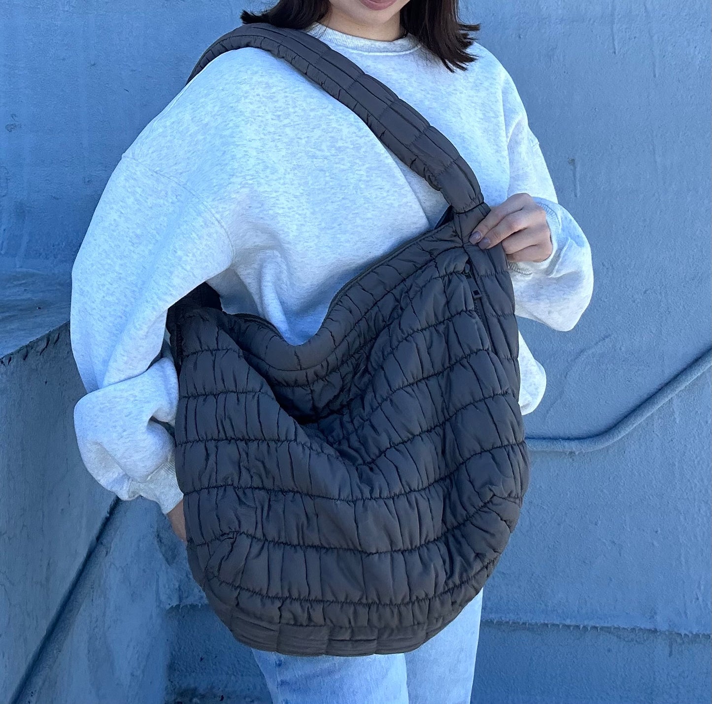 Puffer Tote- Moss