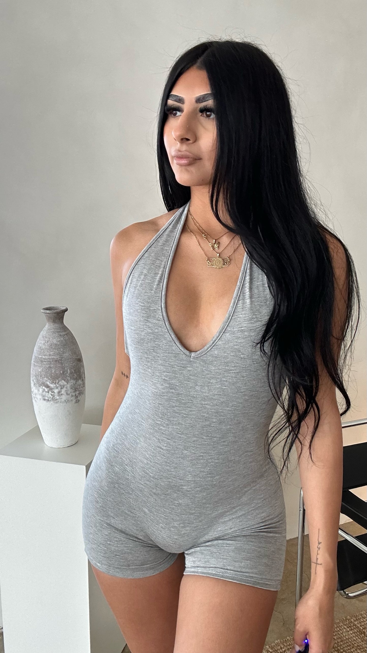 Vee Romper- Heather