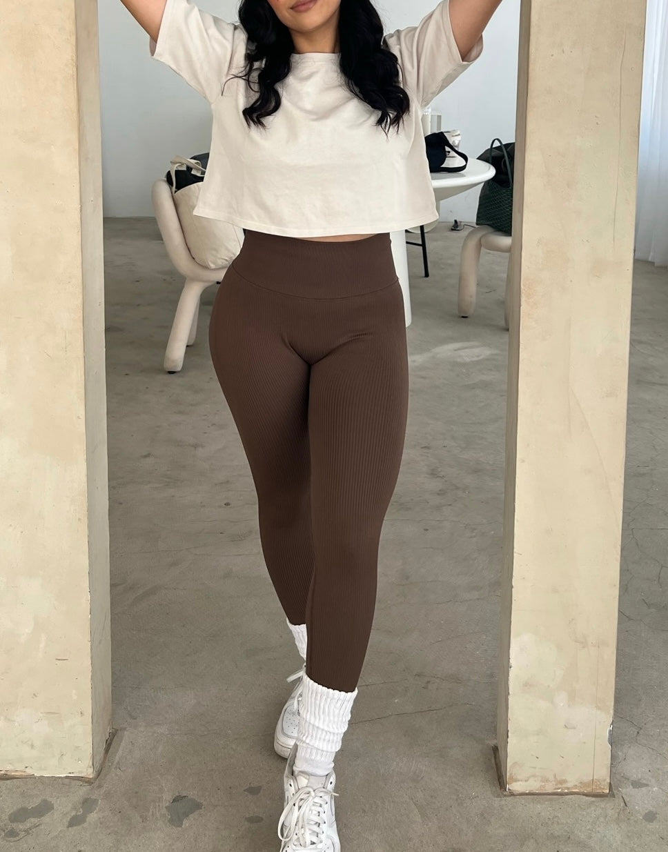 Ribbed Leggings- Chocolate