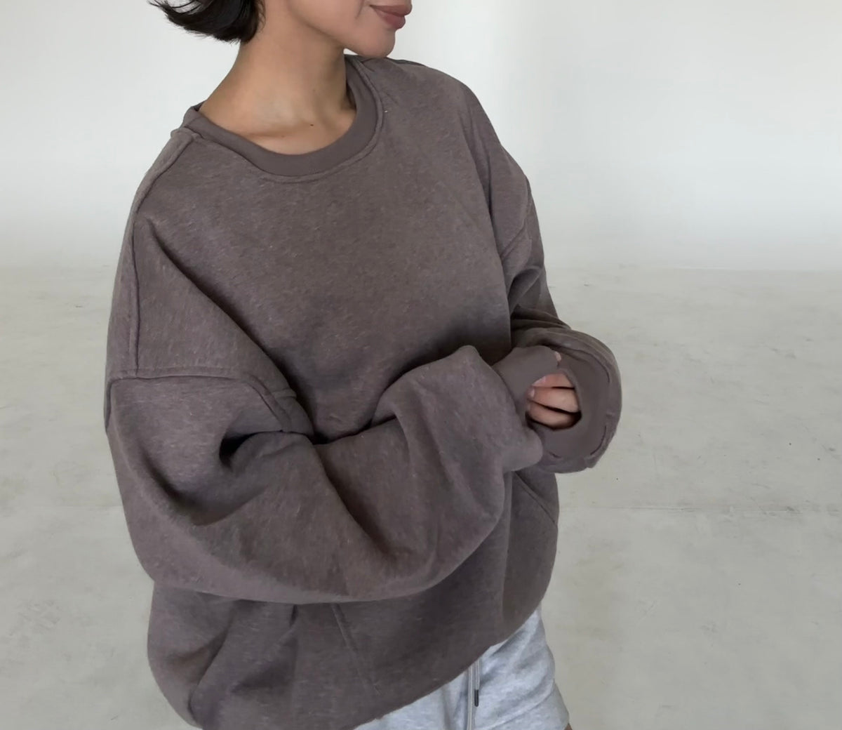 Oversized Comfy Crew- Walnut