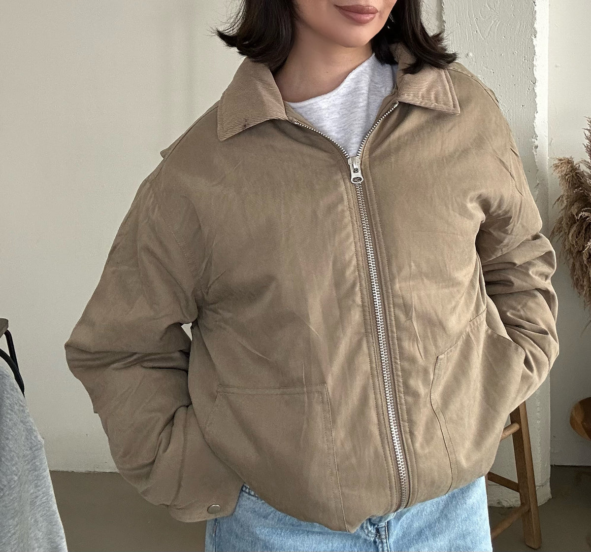 Cathy Barn Jacket- Natural green