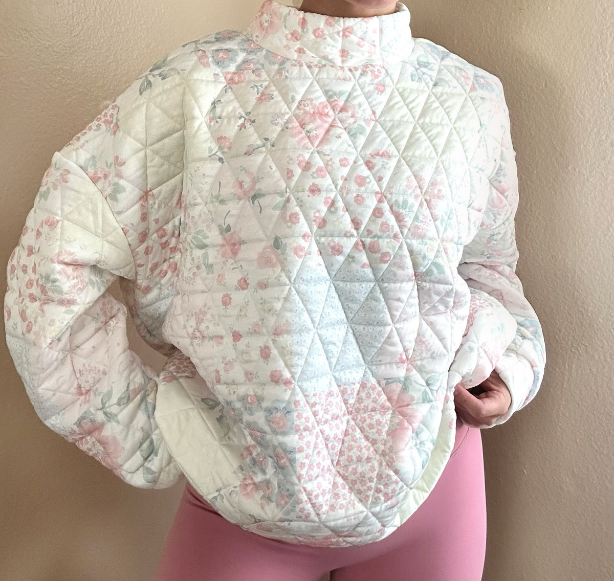 Mock Neck Quilted/Floral