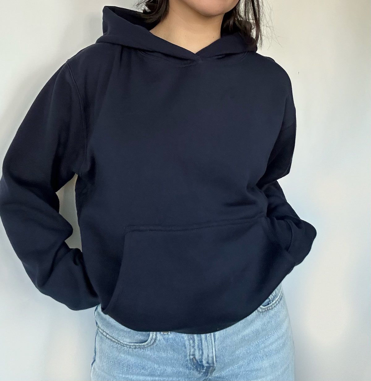 Fleece Pullover Hoodie- Navy