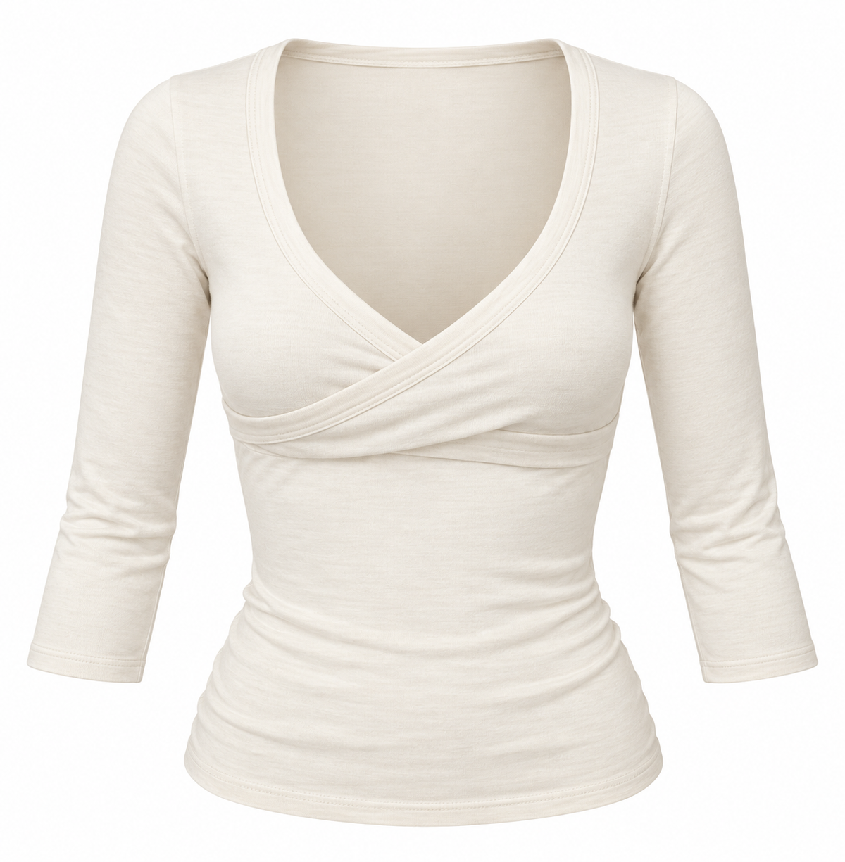 Quarter Sleeve Wrap Top- Oatmeal