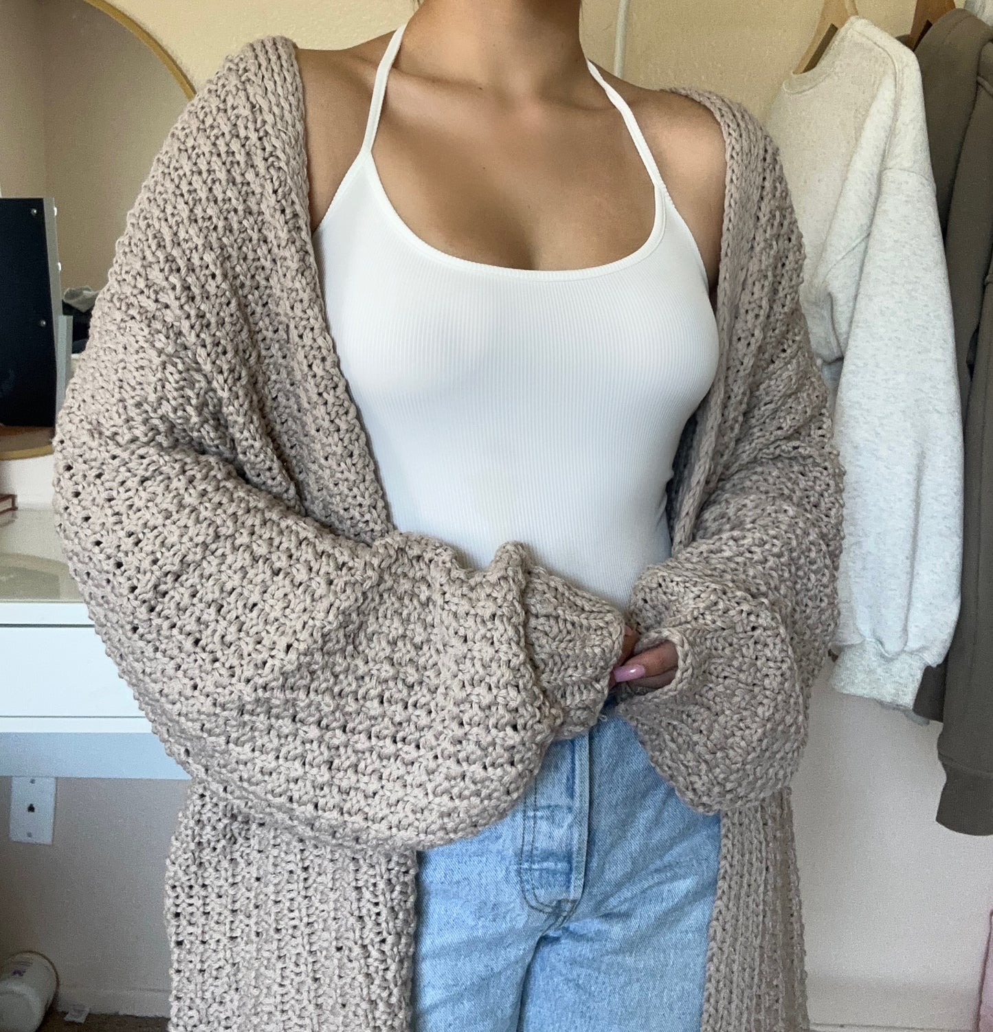 Chunky fit Cardi- Taupe
