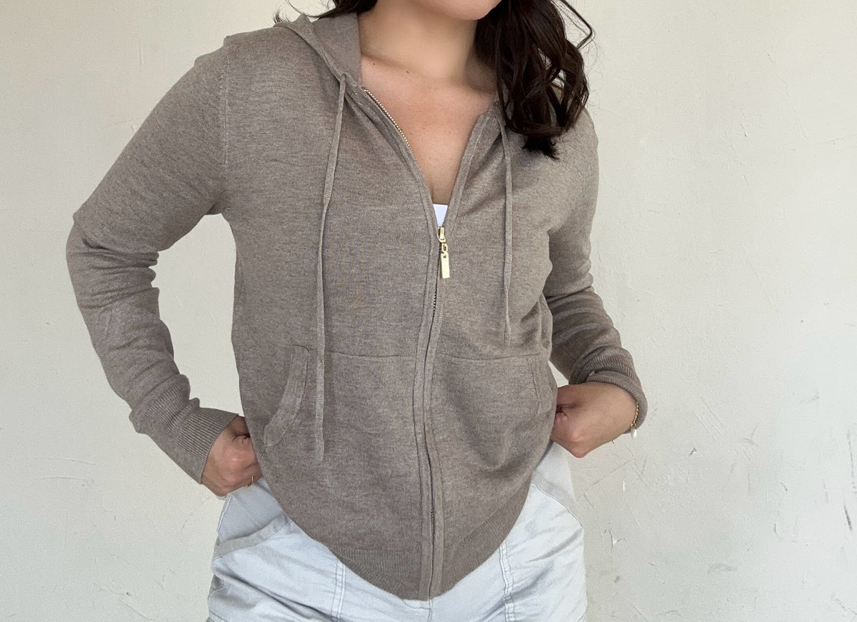 Brandy Zip Up- Taupe