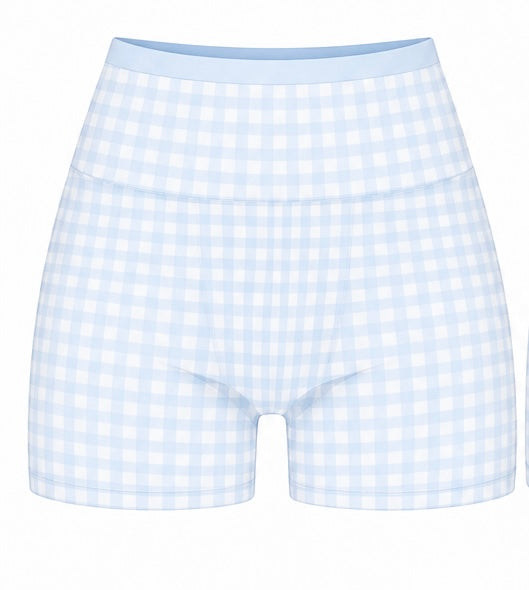Contrast Shorts- Gingham Blue
