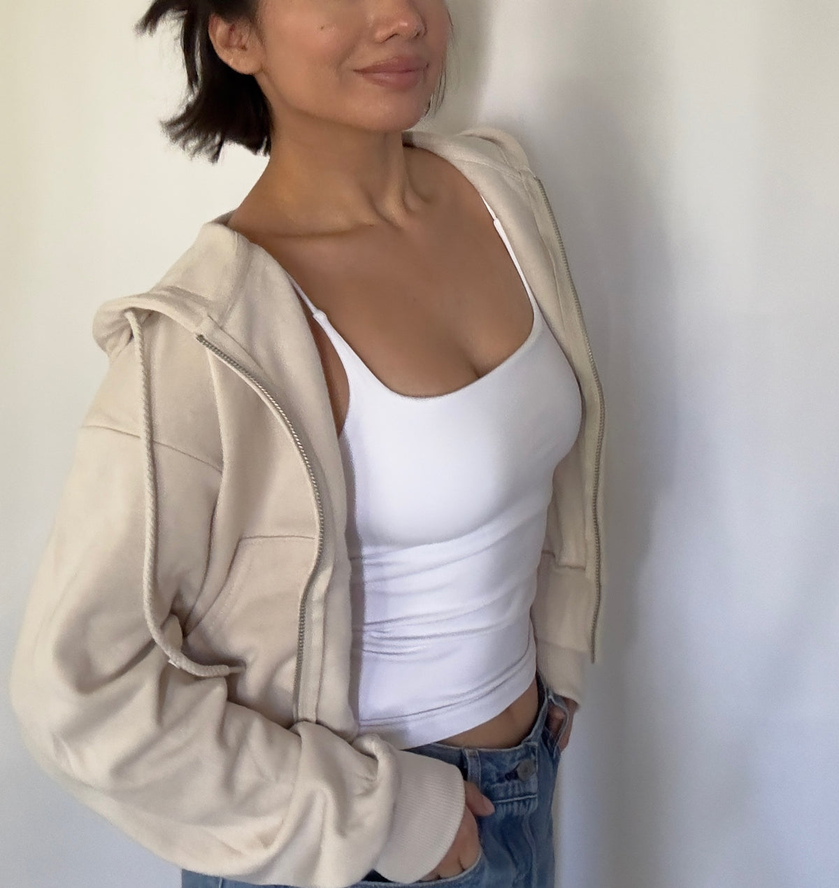 Kate Zip up Jacket- Beige