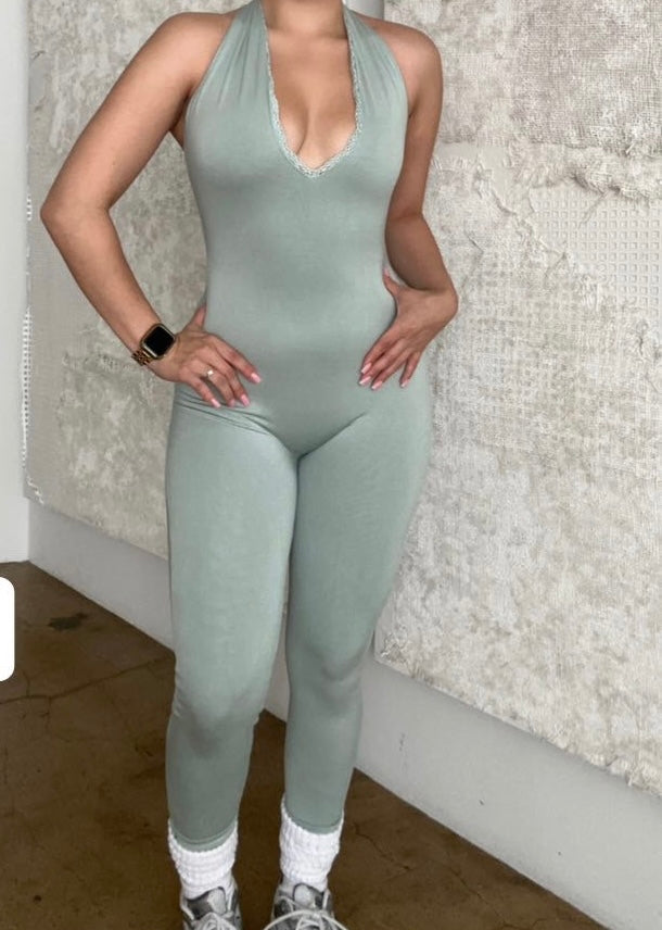 Lace Jumpsuit- Sage