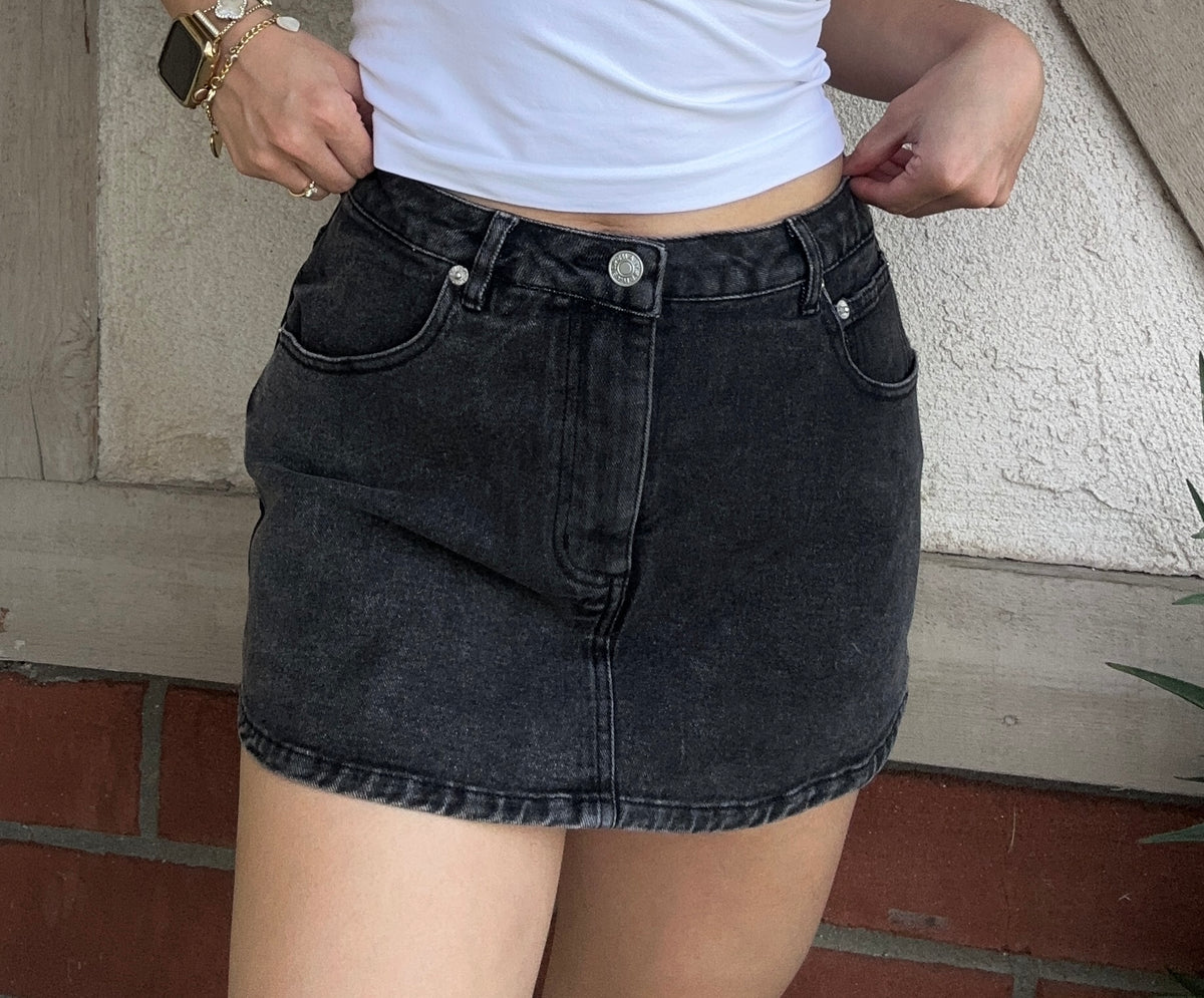 Chloe Mini Denim Skort- Black