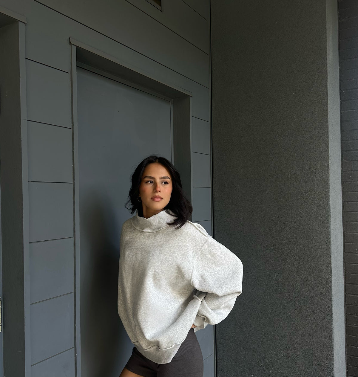 Heather Mock Neck Sweater