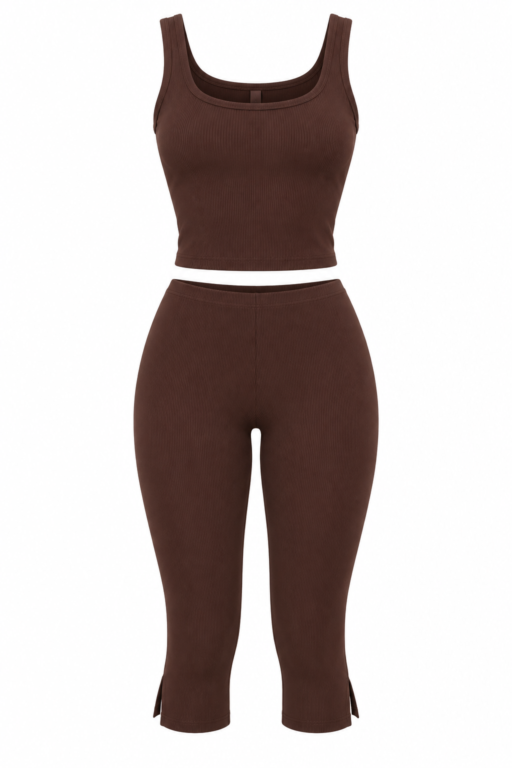 Ribbed Capri Set- Chocolate