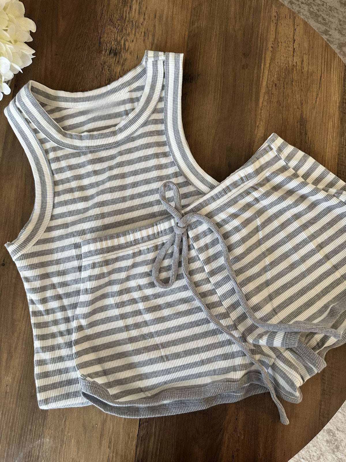 Ribbed Striped Set - Grey