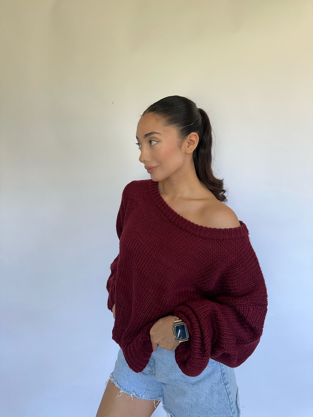 Emma Knit Sweater- Burgundy