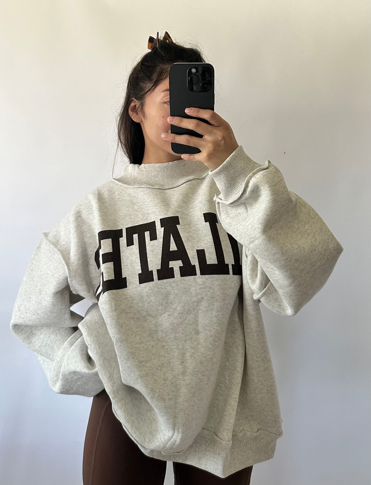Pilates Mock Neck Heather/Brown
