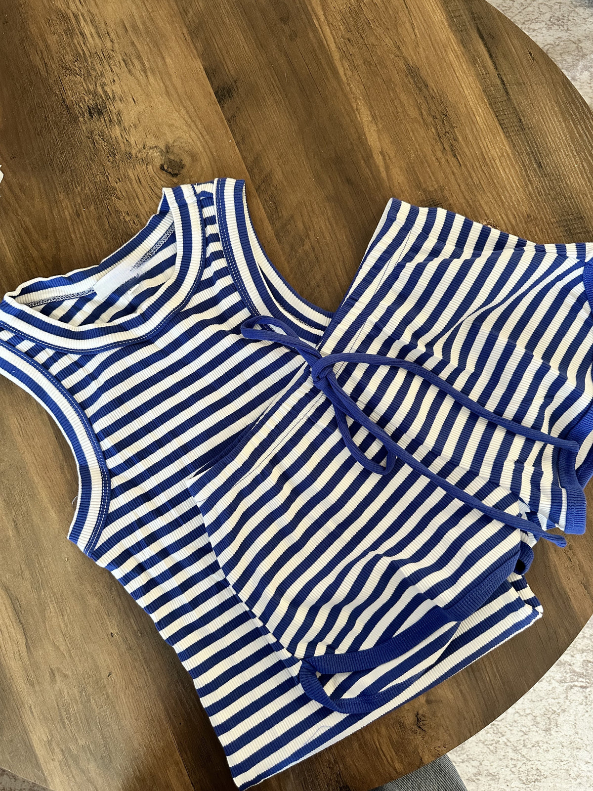 Ribbed Stripped set- Ocean Blue