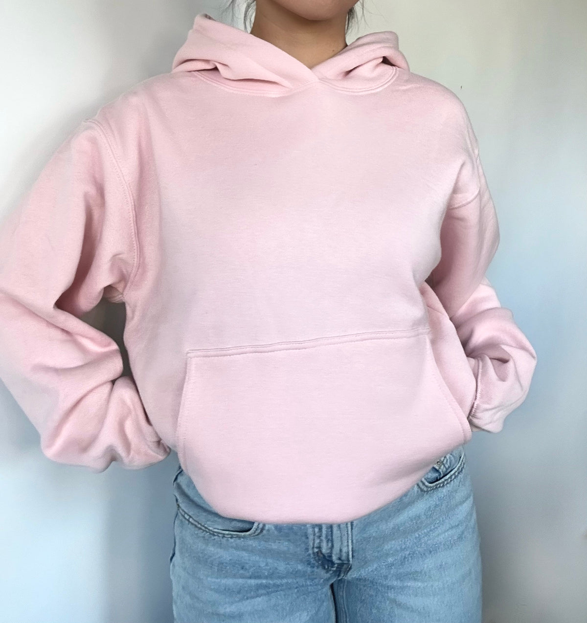 Fleece Pullover Hoodie- Baby Pink