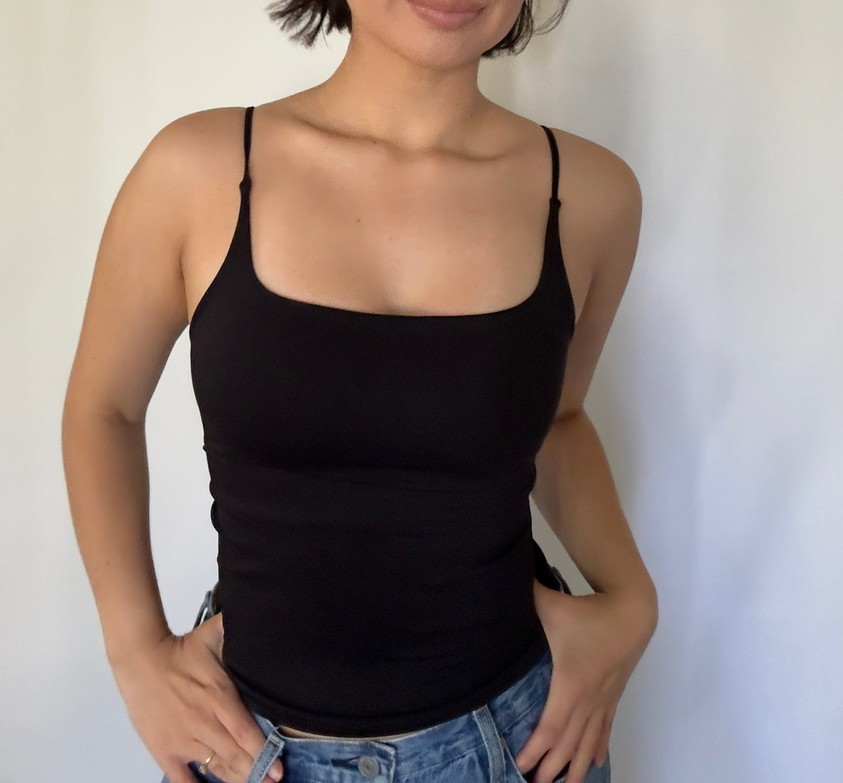 Lined Square Tank- Black