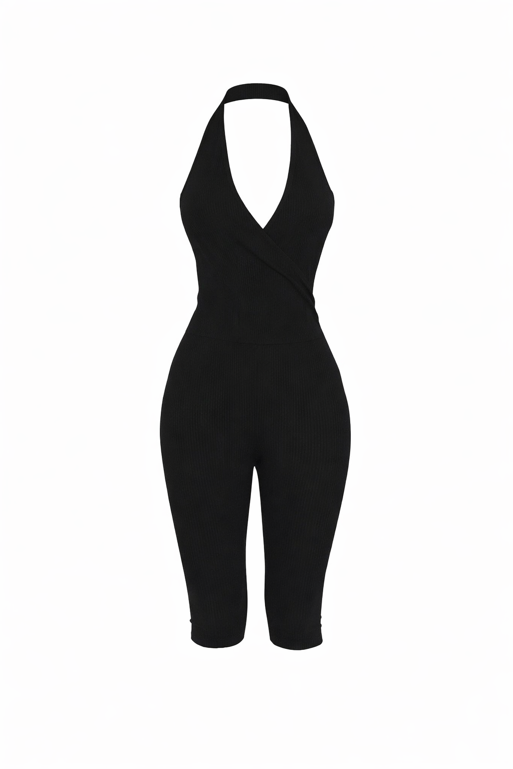 Capri Ribbed Jumpsuit- Black