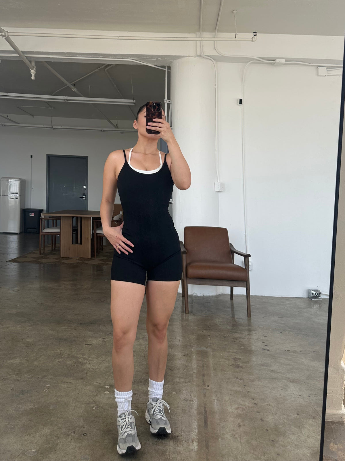 Contrast Active Romper- Black