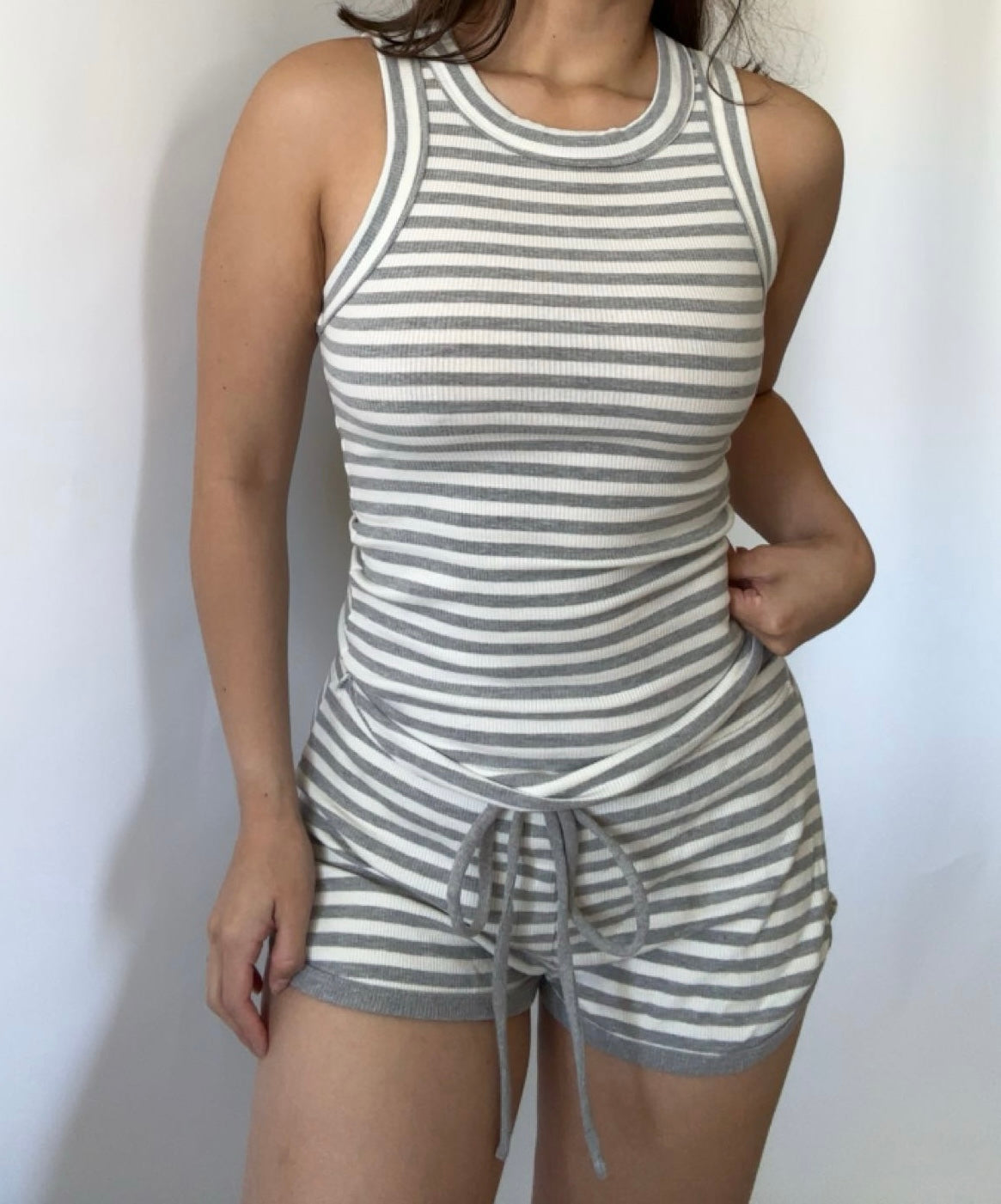 Ribbed Striped Set - Grey