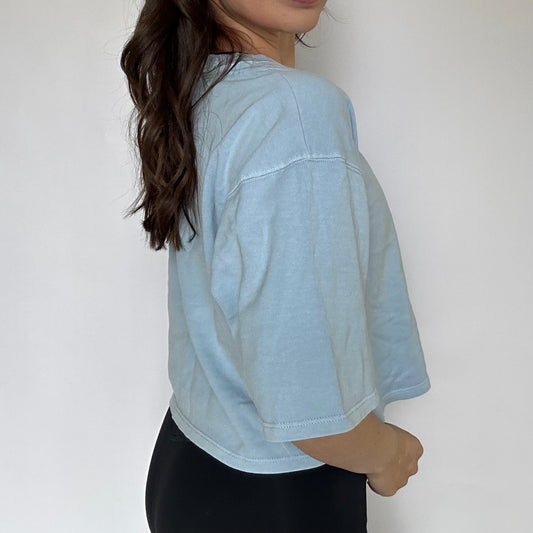 Oversized Cropped Tee- Lt Blue