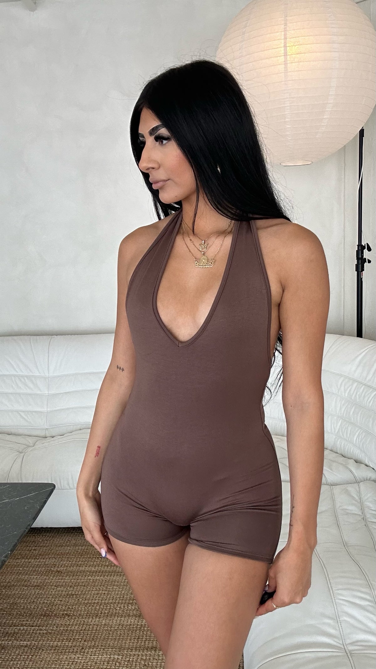 Vee Romper- chocolate